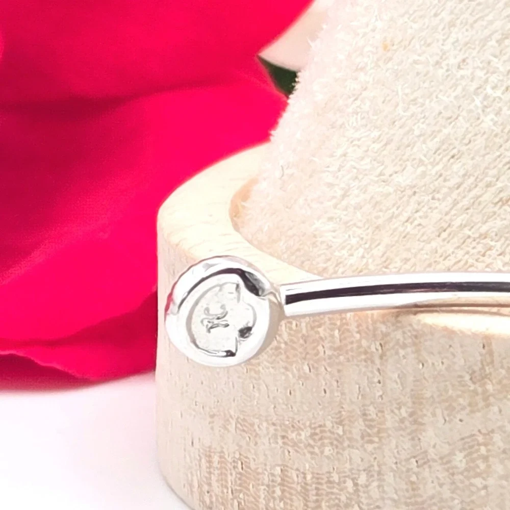 Martin & MacArthur Koa Wood Cuff Bracelet Plumeria‎ with CZ Hawaii Rhodium Plate